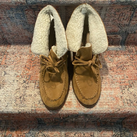 Michael Kors Wendi suede & shearling wedge bootie 8.5 - Picture 2 of 7